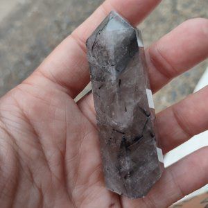 Smokey Black Tourmaline Rutilated Quartz Mini Tower